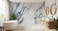 Murale da parete in marmo venato blu e bianco classico