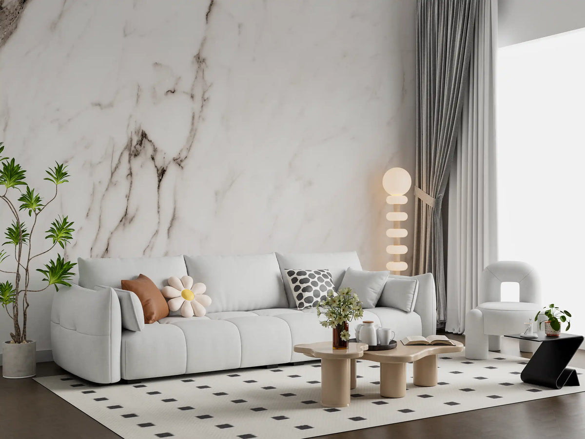 Wandbild mit monochromer Marmoraderung