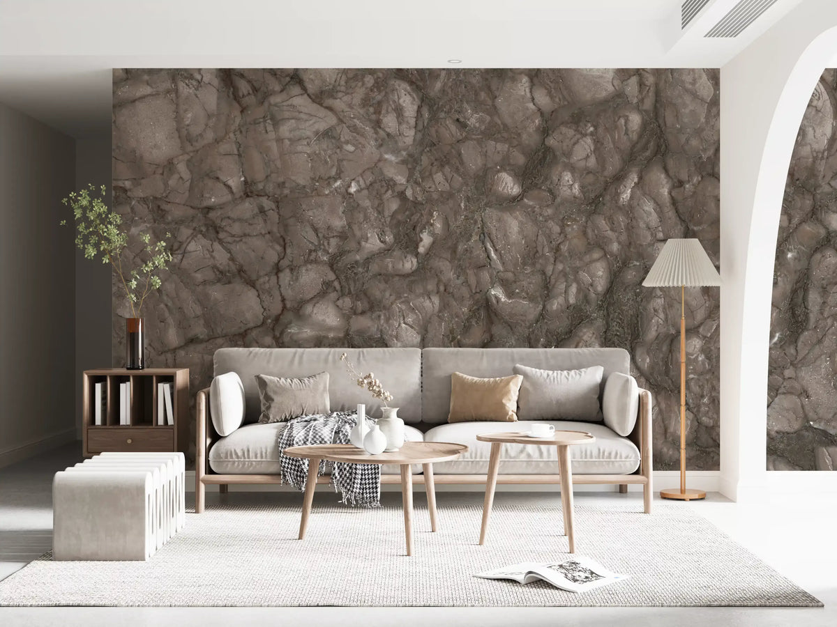 Rustikales Wandbild mit erdigen Steinplatten