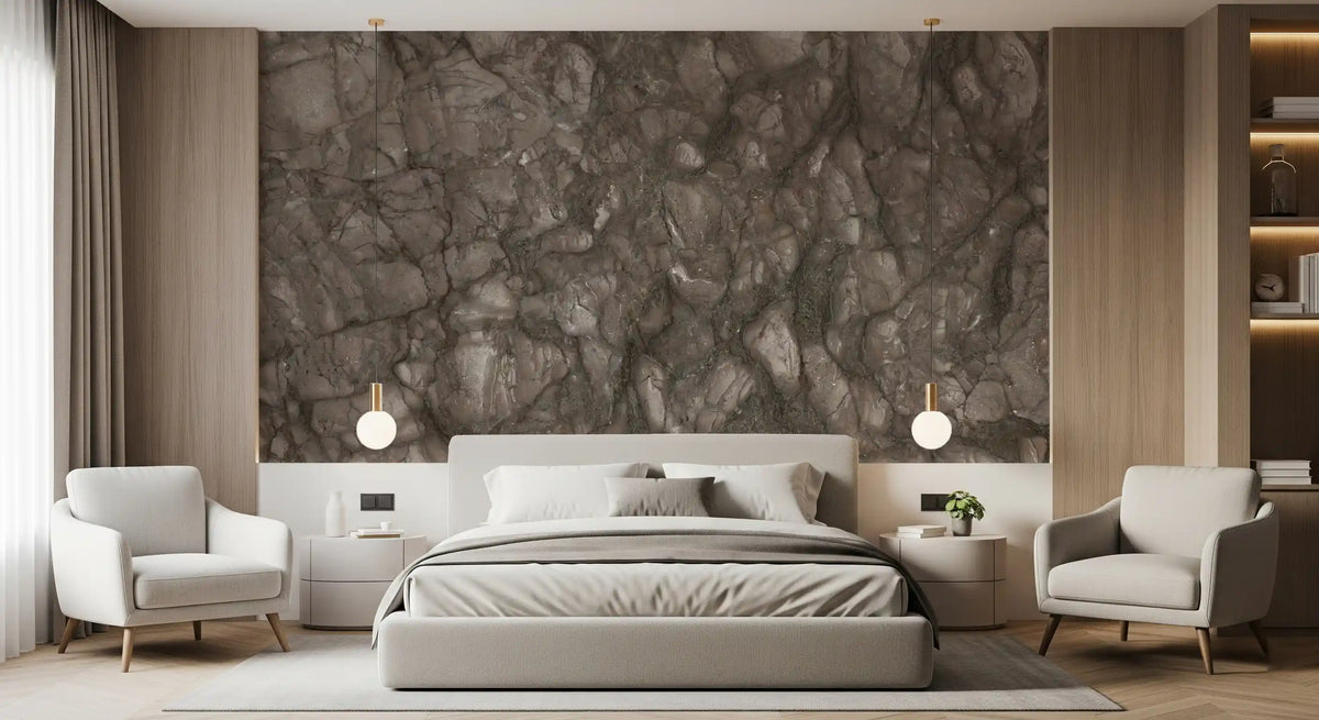 Rustikales Wandbild mit erdigen Steinplatten