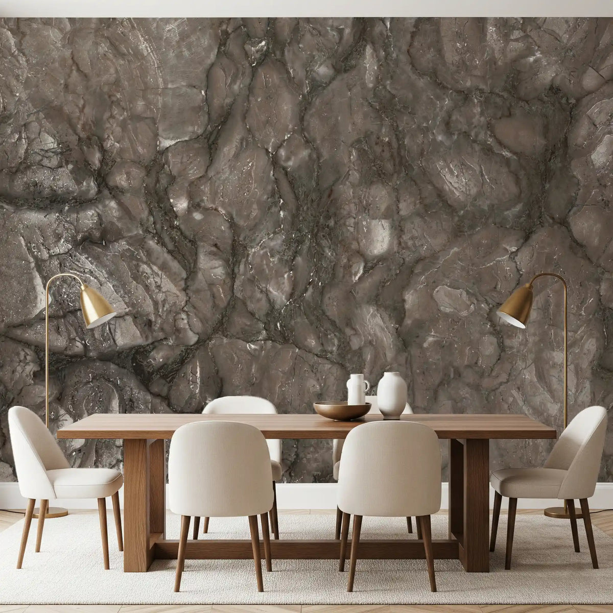 Wandbild mit Marmorstruktur in natürlichen Erdtönen