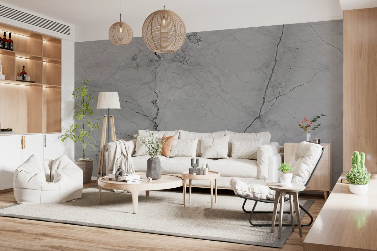 Monochrome Veined Stone Wall Mural