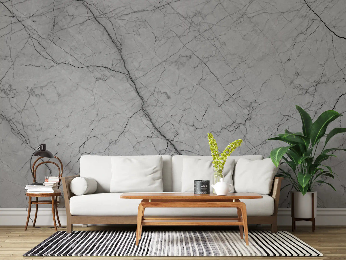Décor mural en pierre grise monochrome veinée