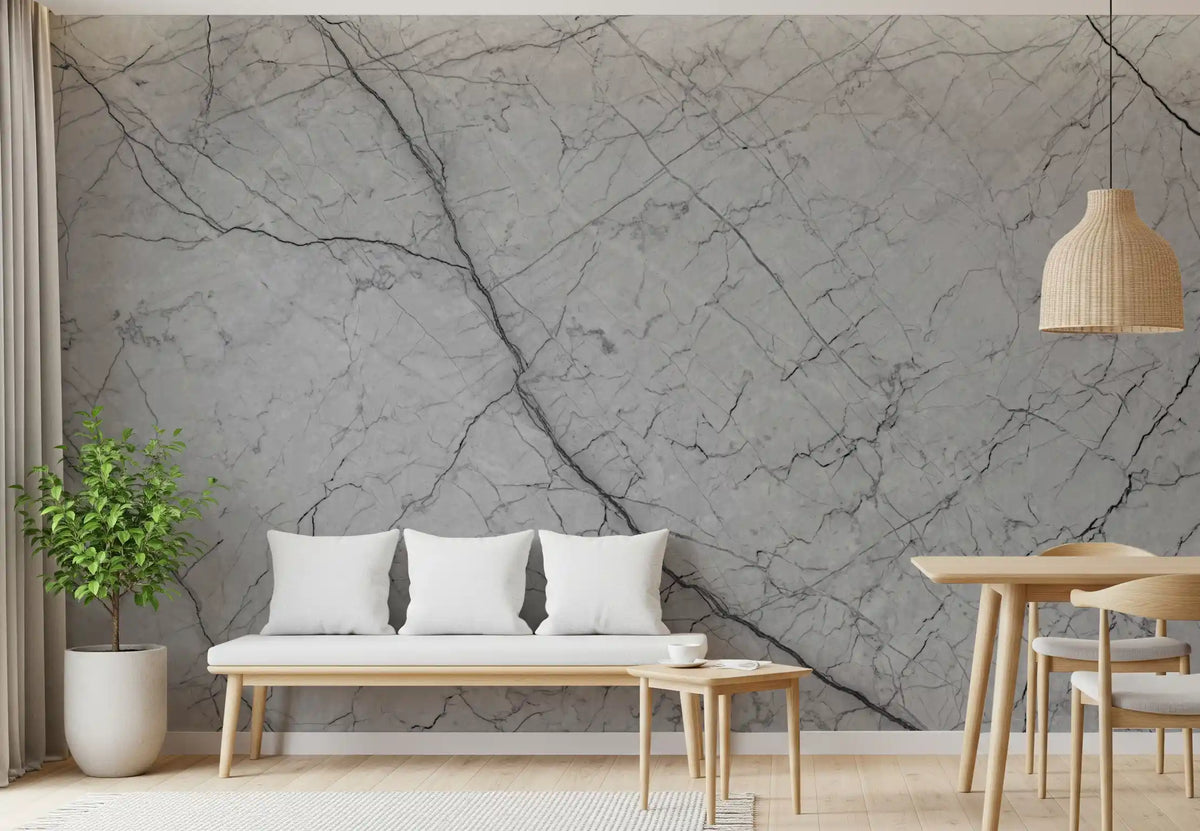 Décor mural en pierre grise monochrome veinée