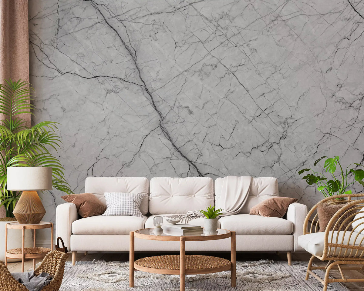 Décor mural en pierre grise monochrome veinée