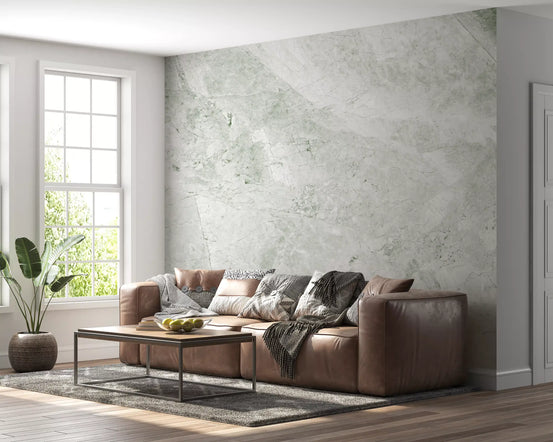 Mural de pared con vetas de mármol verde salvia