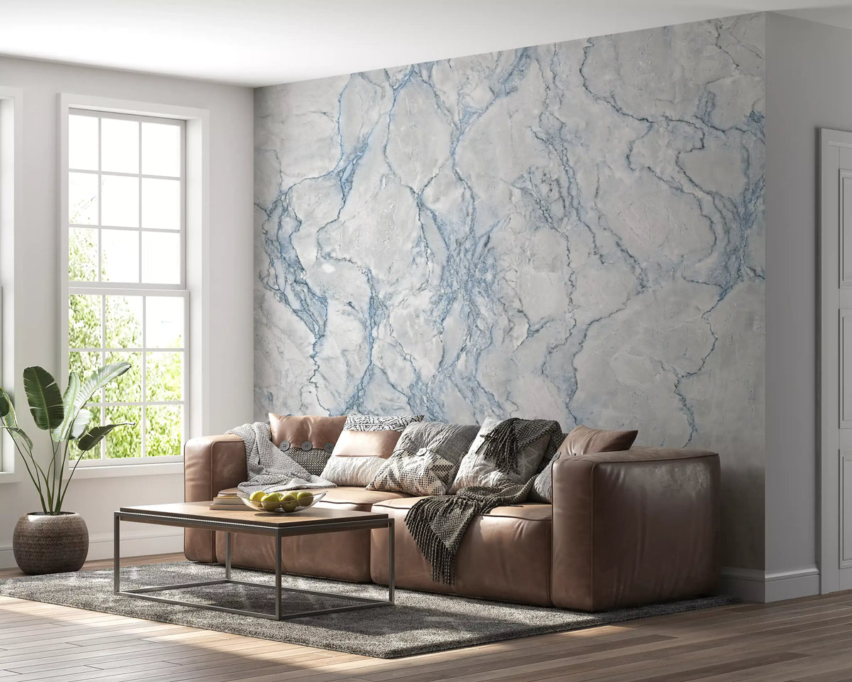 Wandbild mit ätherischer blauer Marmoraderung-Textur