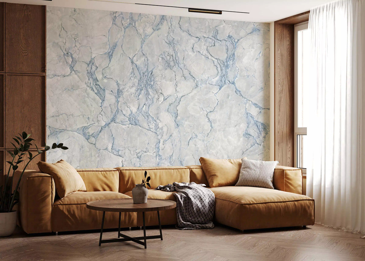 Wandbild mit ätherischer blauer Marmoraderung-Textur