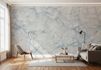 Wandbild mit Marmoradern in kühlem Graublau