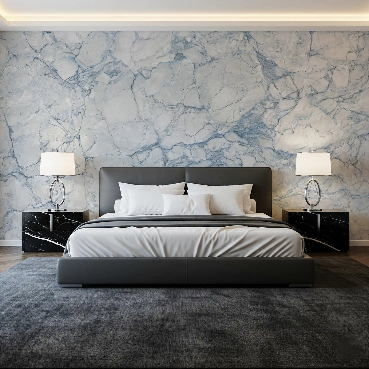 Wandbild mit ätherischer blauer Marmorplatte