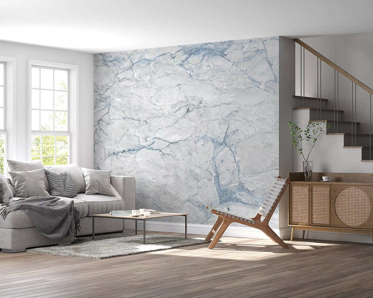 Mural de pared con textura de piedra azul celeste fresca
