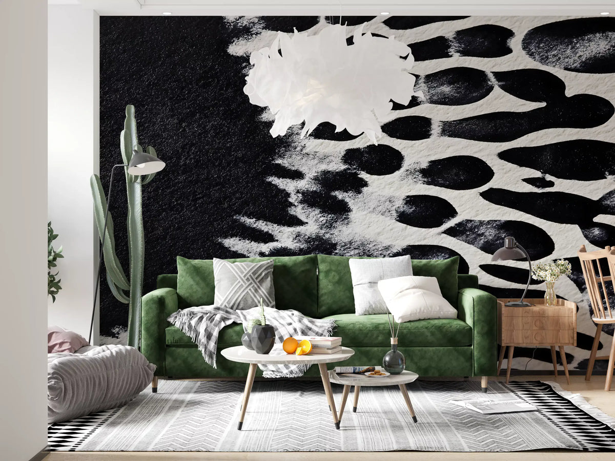 Fresque murale abstraite en taches d’encre