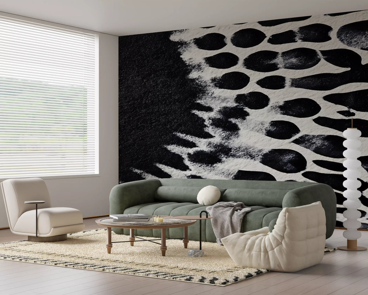 Fresque murale abstraite en taches d’encre