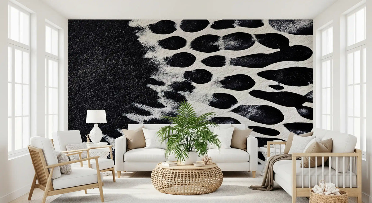 Fresque murale abstraite en taches d’encre