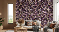 Papel pintado de flores silvestres botánicas oscuras