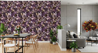 Papel pintado de flores silvestres botánicas oscuras