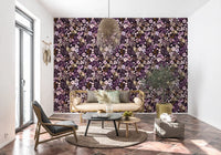 Papel pintado de flores silvestres botánicas oscuras