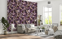 Papel pintado de flores silvestres botánicas oscuras