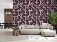 Papel pintado de flores silvestres botánicas oscuras