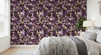 Papel pintado de flores silvestres botánicas oscuras