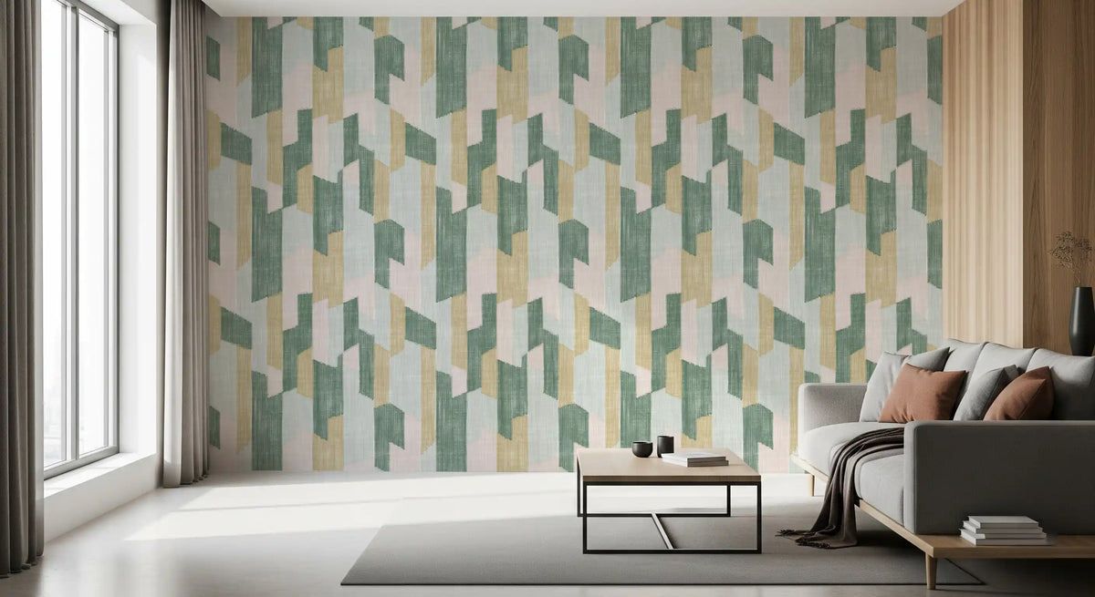 Papier peint géométrique charmant, moderne, texturé et peint à la main