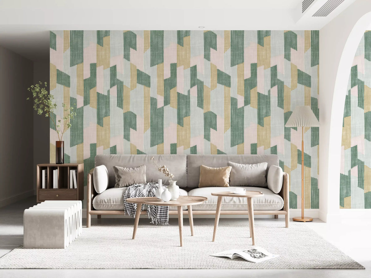 Papier peint géométrique charmant, moderne, texturé et peint à la main