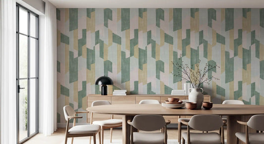 Papier peint géométrique charmant, moderne, texturé et peint à la main