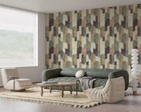 Papier peint géométrique moderne texturé, peint à la main, apaisant