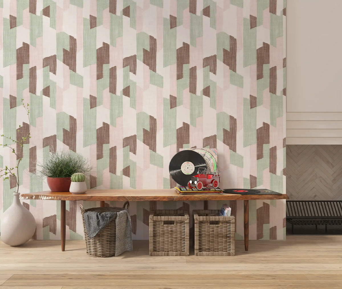 Papier peint géométrique charmant, texturé et peint à la main, au style moderne⁠