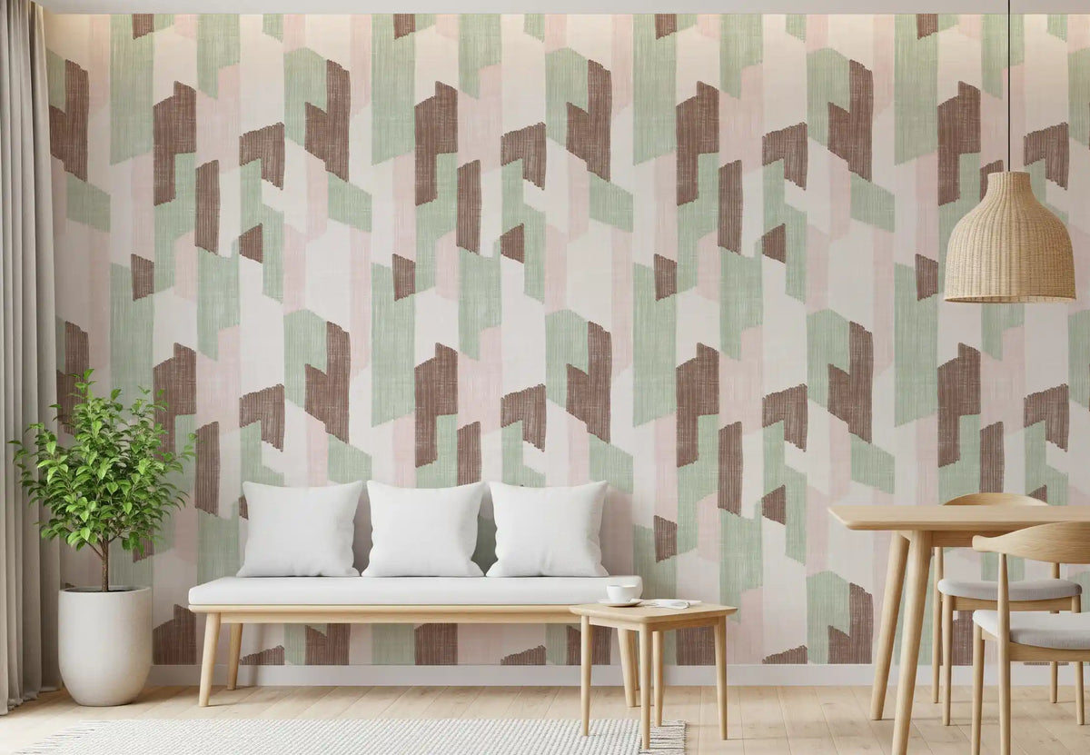 Papier peint géométrique charmant, texturé et peint à la main, au style moderne⁠