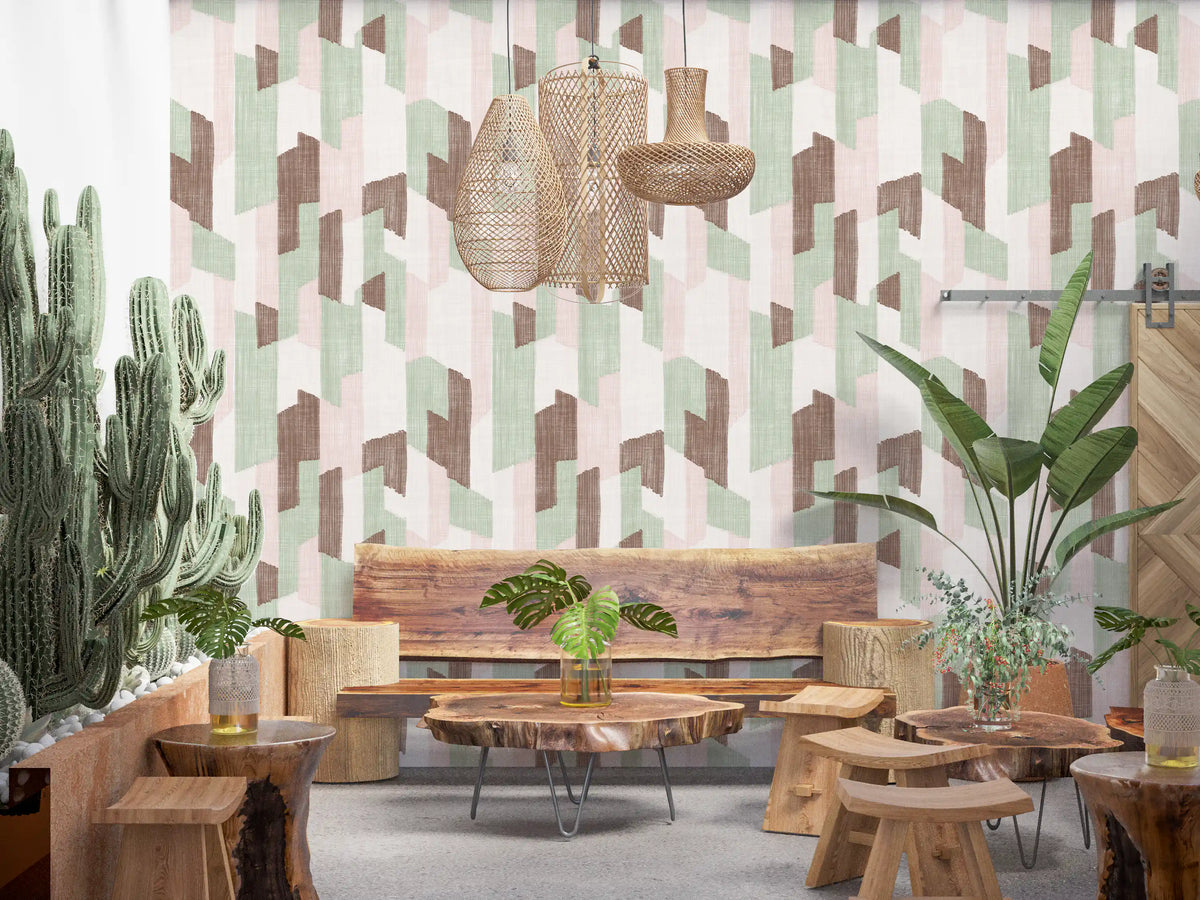 Papier peint géométrique charmant, texturé et peint à la main, au style moderne⁠