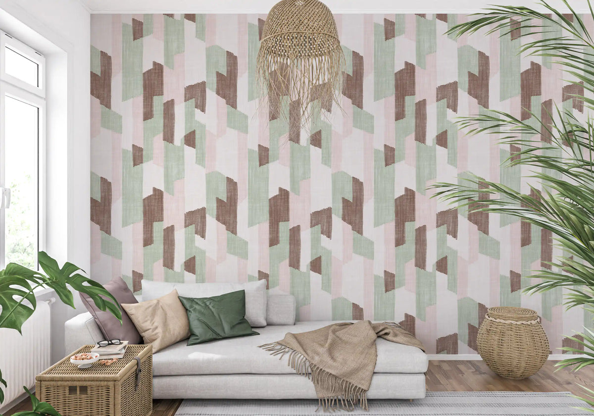 Papier peint géométrique charmant, texturé et peint à la main, au style moderne⁠