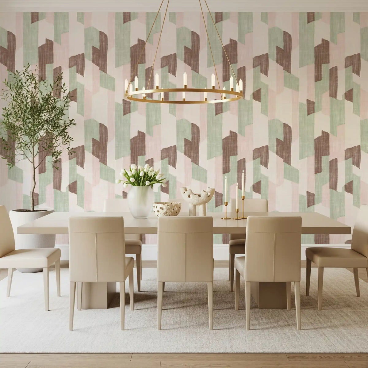 Papier peint géométrique charmant, texturé et peint à la main, au style moderne⁠
