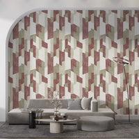 Papier peint géométrique aux tons naturels, texturé et peint à la main, style moderne