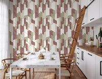 Papier peint géométrique aux tons naturels, texturé et peint à la main, style moderne