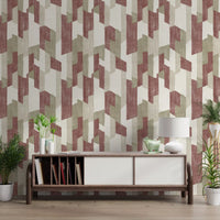 Papier peint géométrique aux tons naturels, texturé et peint à la main, style moderne