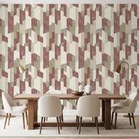 Papier peint géométrique aux tons naturels, texturé et peint à la main, style moderne