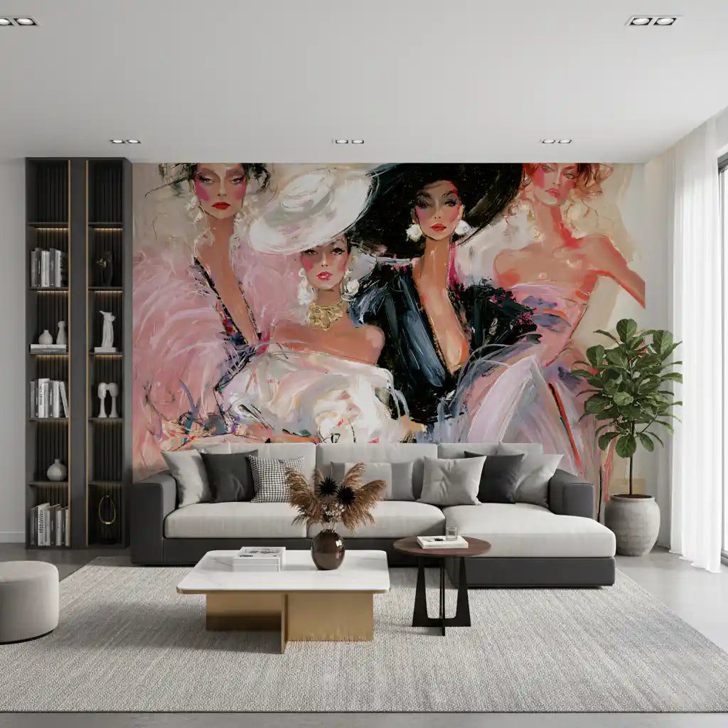 High Fashion Painted Portraits Wall Mural