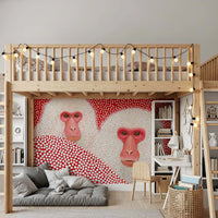 Wandbild mit Schneemakaken-Porträt und Punkten