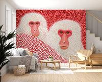 Wandbild mit Schneemakaken-Porträt und Punkten