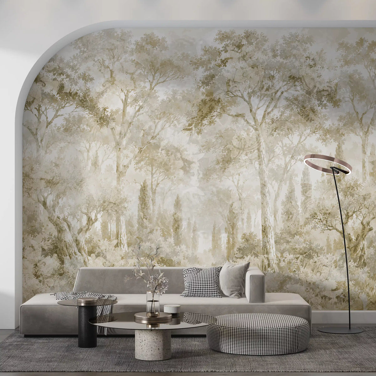 Oatmeal Mist Tuscan Forest Path Wall Mural