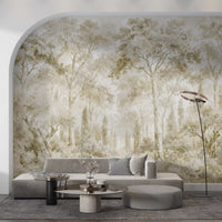 Oatmeal Mist Tuscan Forest Path Wall Mural