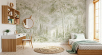 Papier peint panoramique Eucalyptus vert - sentier forestier toscan