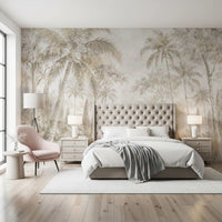 Oatmeal Mist Tropical Palm Path Wall Mural
