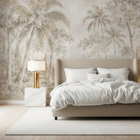 Oatmeal Mist Tropical Palm Path Wall Mural