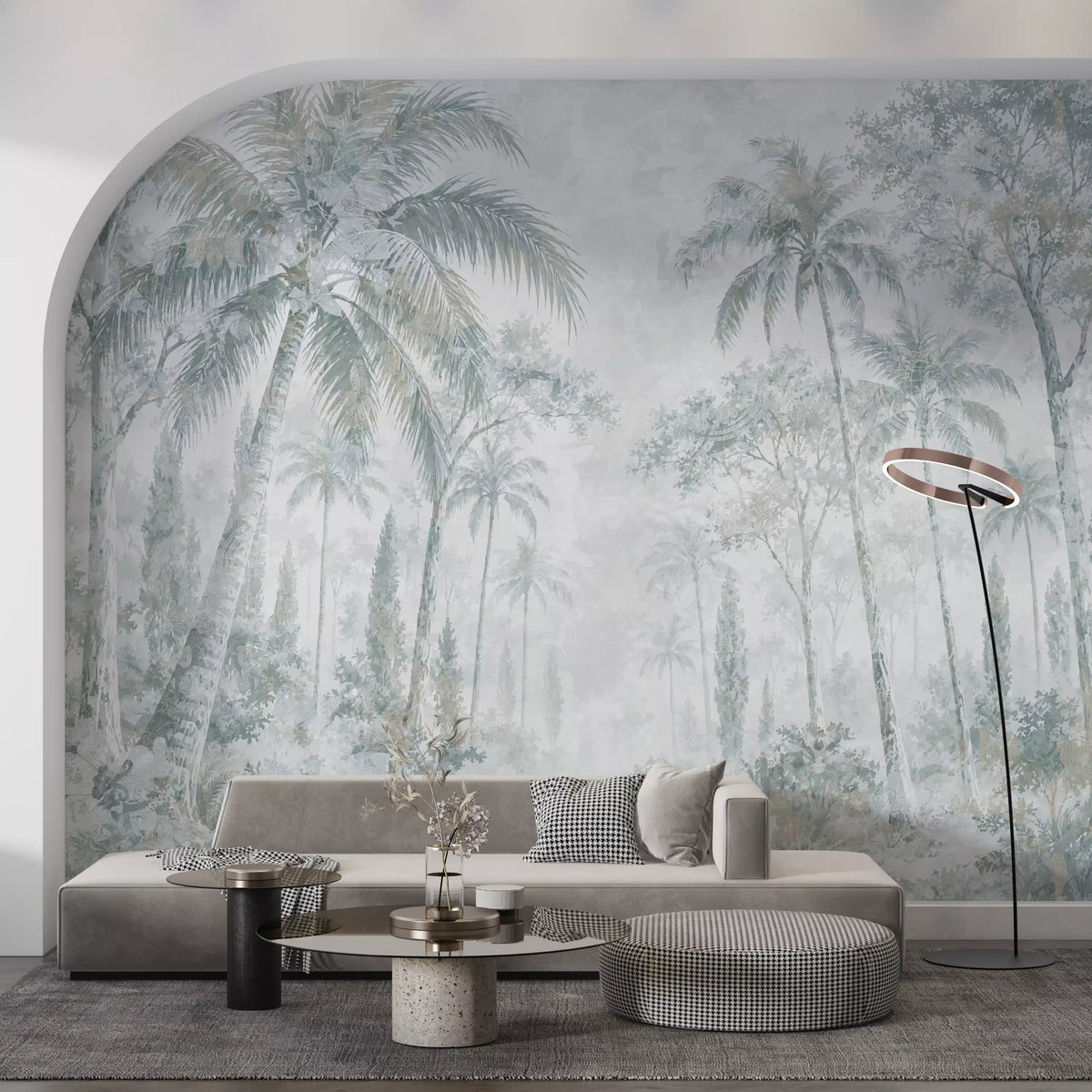 Misty Blue Jungle Path Wall Mural