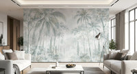 Misty Blue Jungle Path Wall Mural