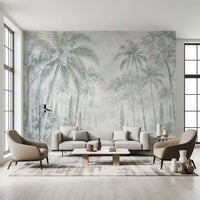 Misty Blue Jungle Path Wall Mural