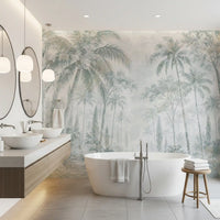 Misty Blue Jungle Path Wall Mural