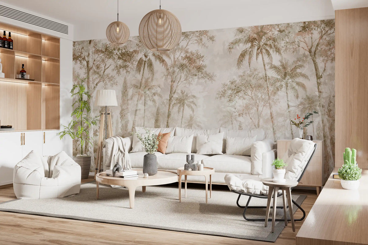 Sepia Jungle Dream Wall Mural